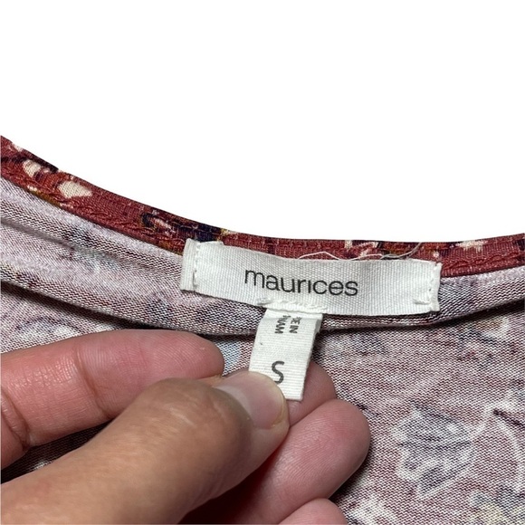Maurices Rose Floral Print Long Sleeve V Neck Blouse S - Picture 5 of 10